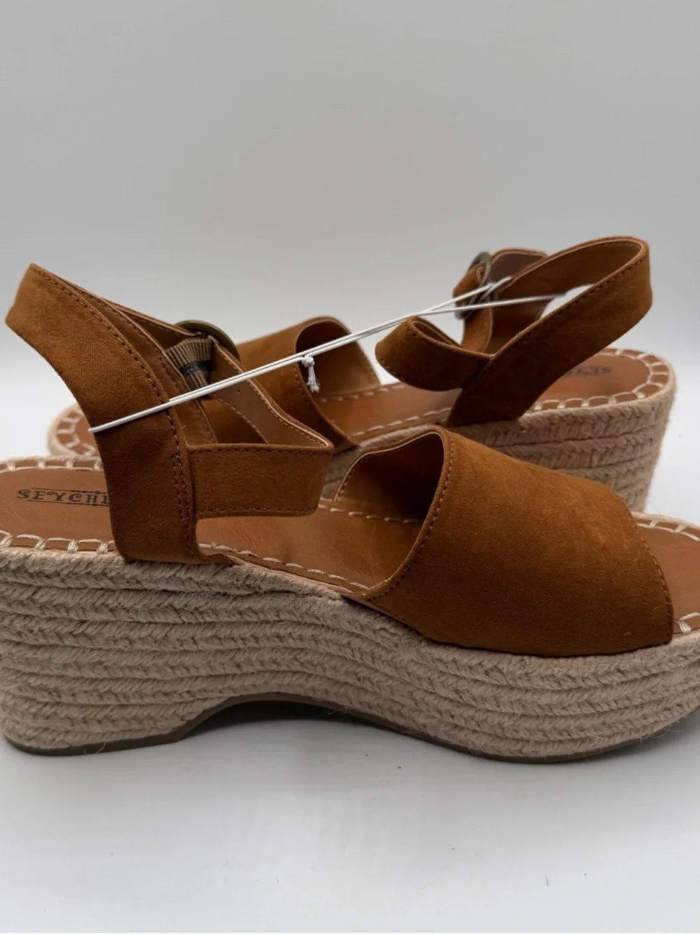 Seychelles Cognac Espadrille Platform Wedge Sandals Womens 9 Ankle Strap